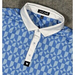 Bad Birdie Don't Trip Polo Shirt Mens M Blue White Geometric Golf Performance